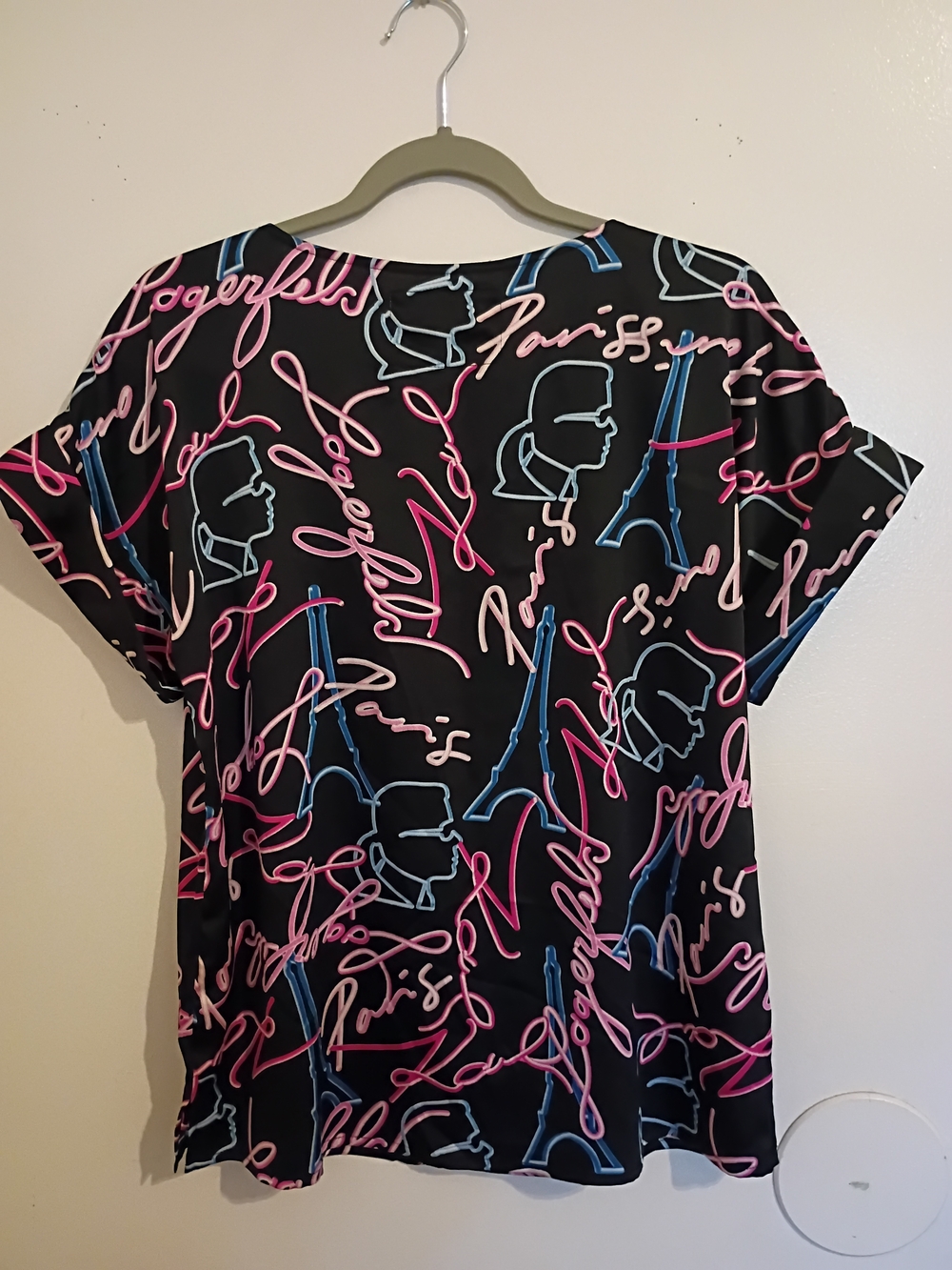 Karl Lagerfeld Paris Women's Script & Eiffel Print Sz M‎ - Picture 2 of 7